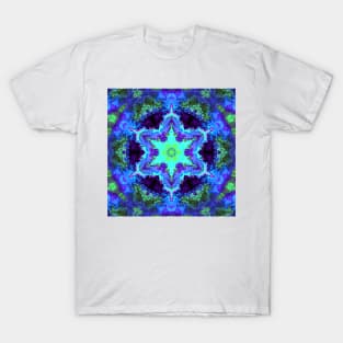 Psychedelic Mandala Flower Green Blue and Purple T-Shirt